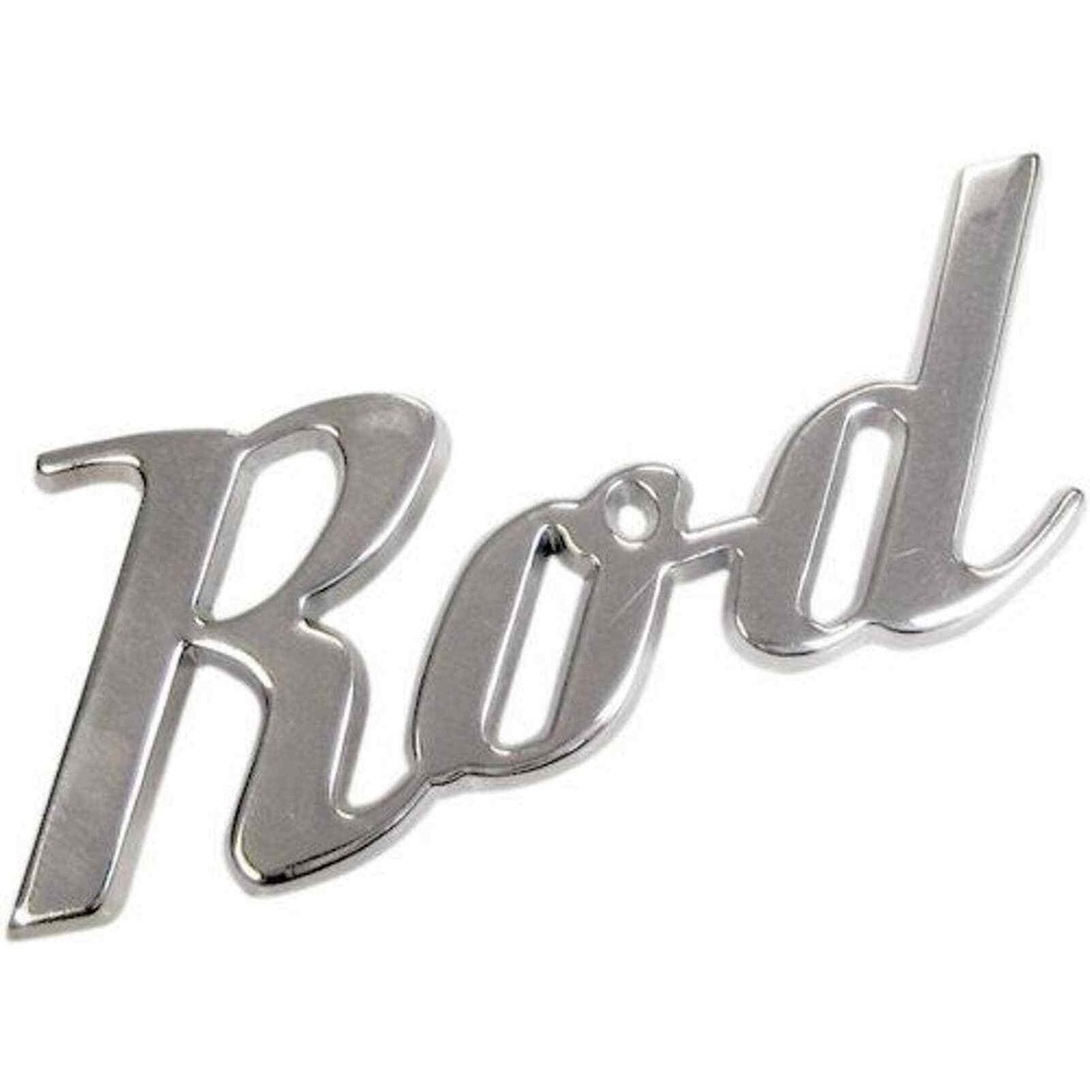 AutoLoc Rod Script Emblem Universal Chrome Vintage Style BWSROD Hot Rod Custom - Picture 5 of 5